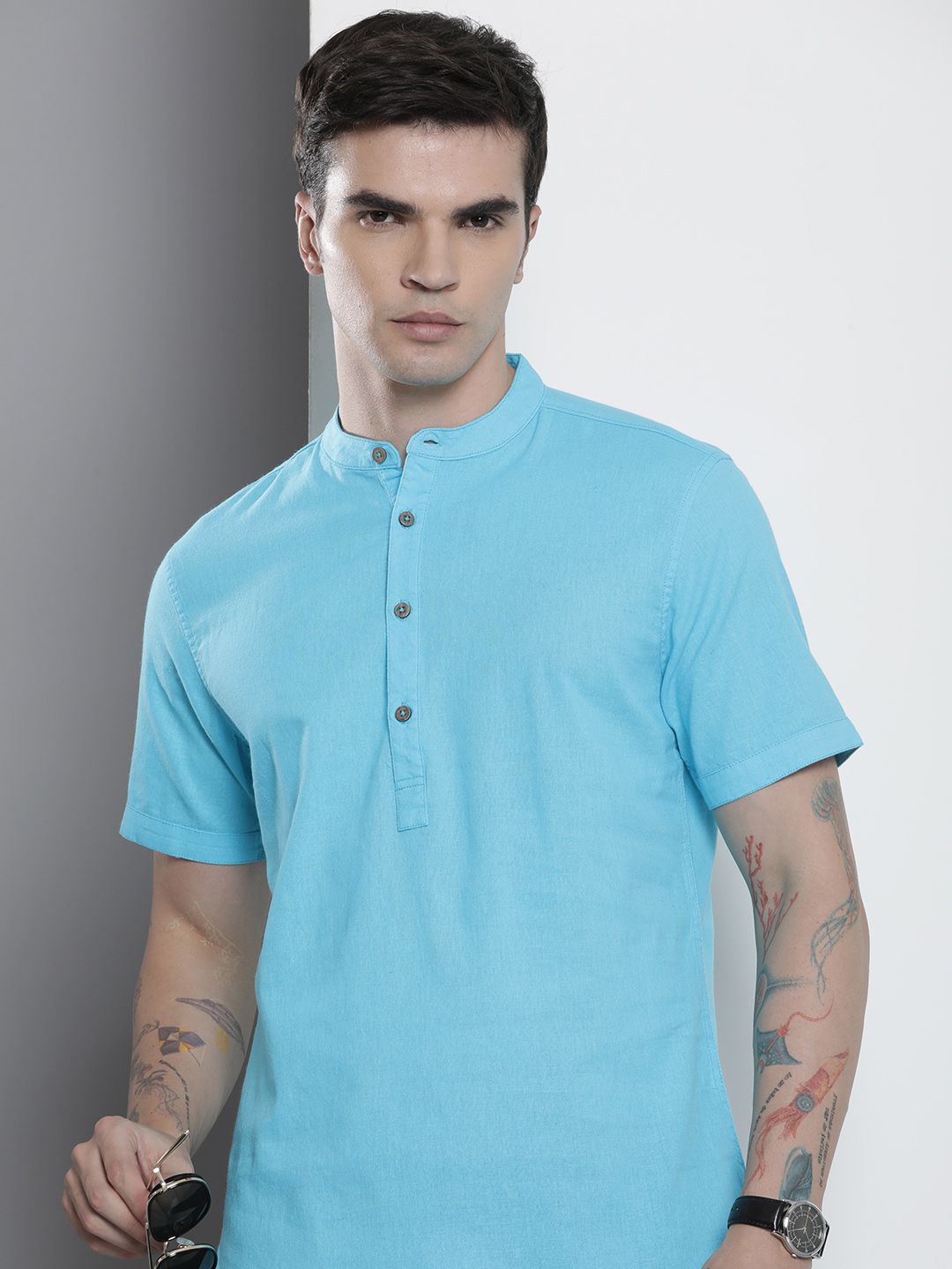The Indian Garage Co Men Slim Fit Opaque Pure Cotton Casual Shirt