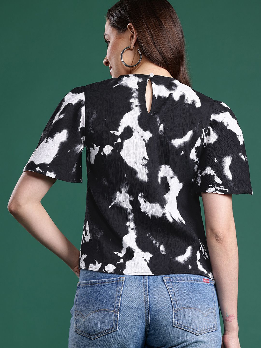 DressBerry Print Flared Sleeve Top