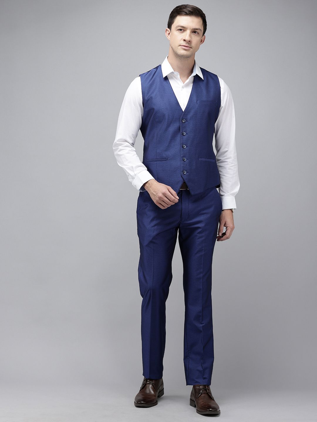 Park Avenue Self Design Textured Single Breasted Super Slim Fit 3 Piece Party Suits