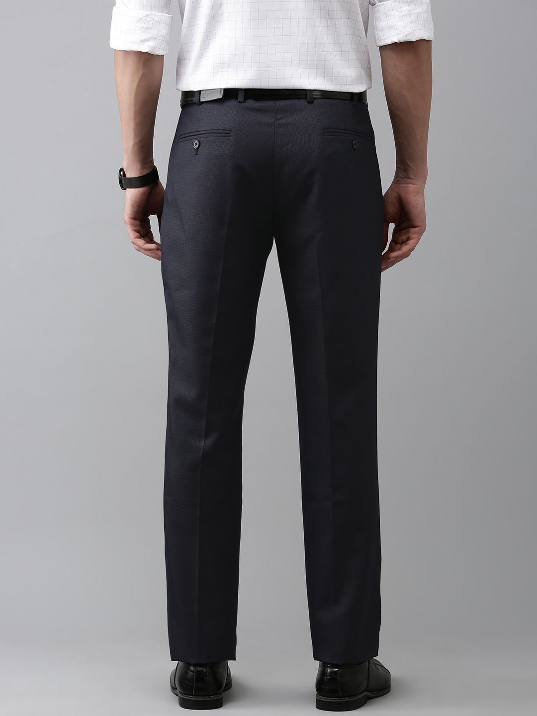 Park Avenue Men Textured Smart Slim Fit Formal Trousers