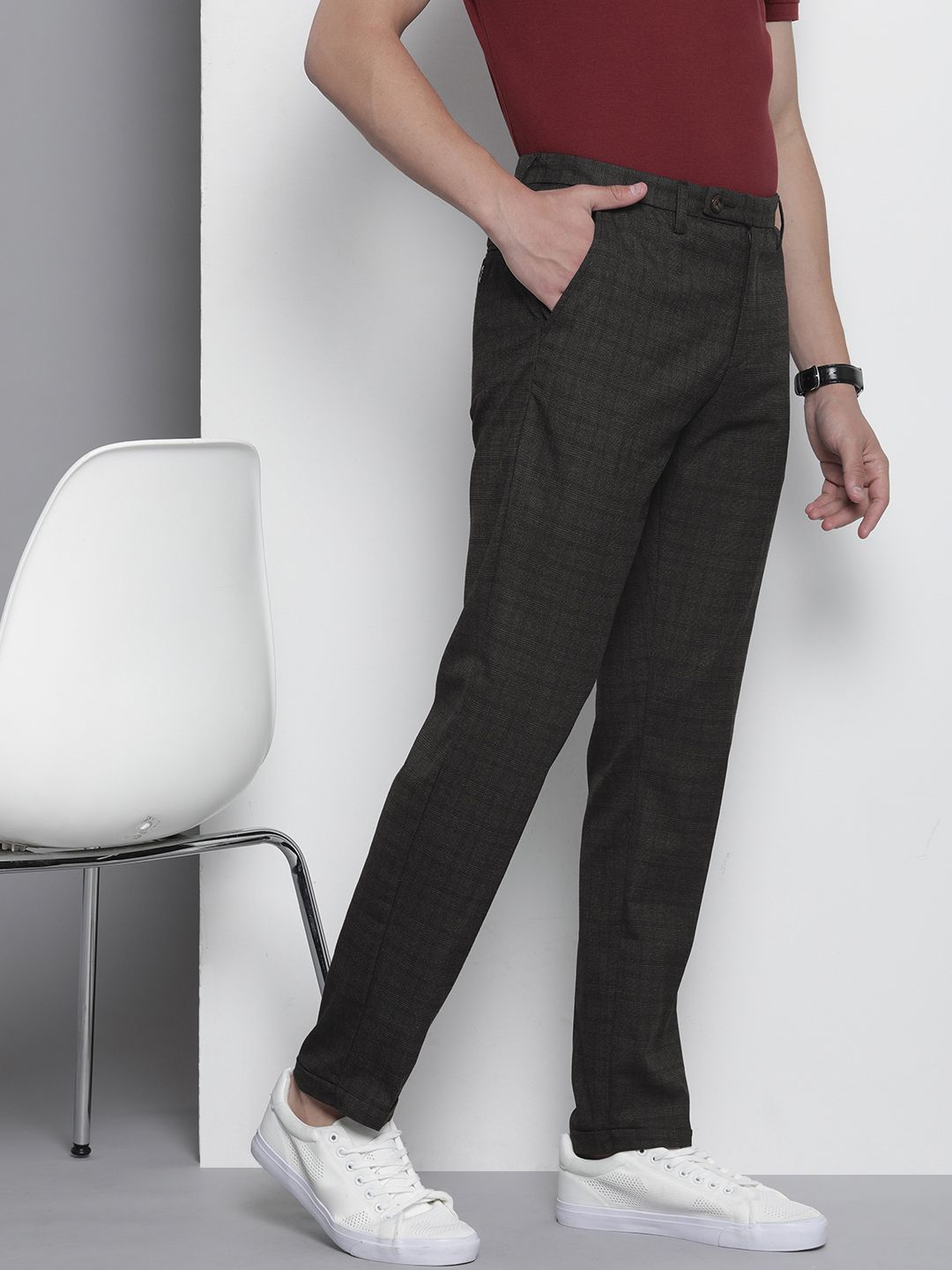 The Indian Garage Co Checked Chinos Trousers