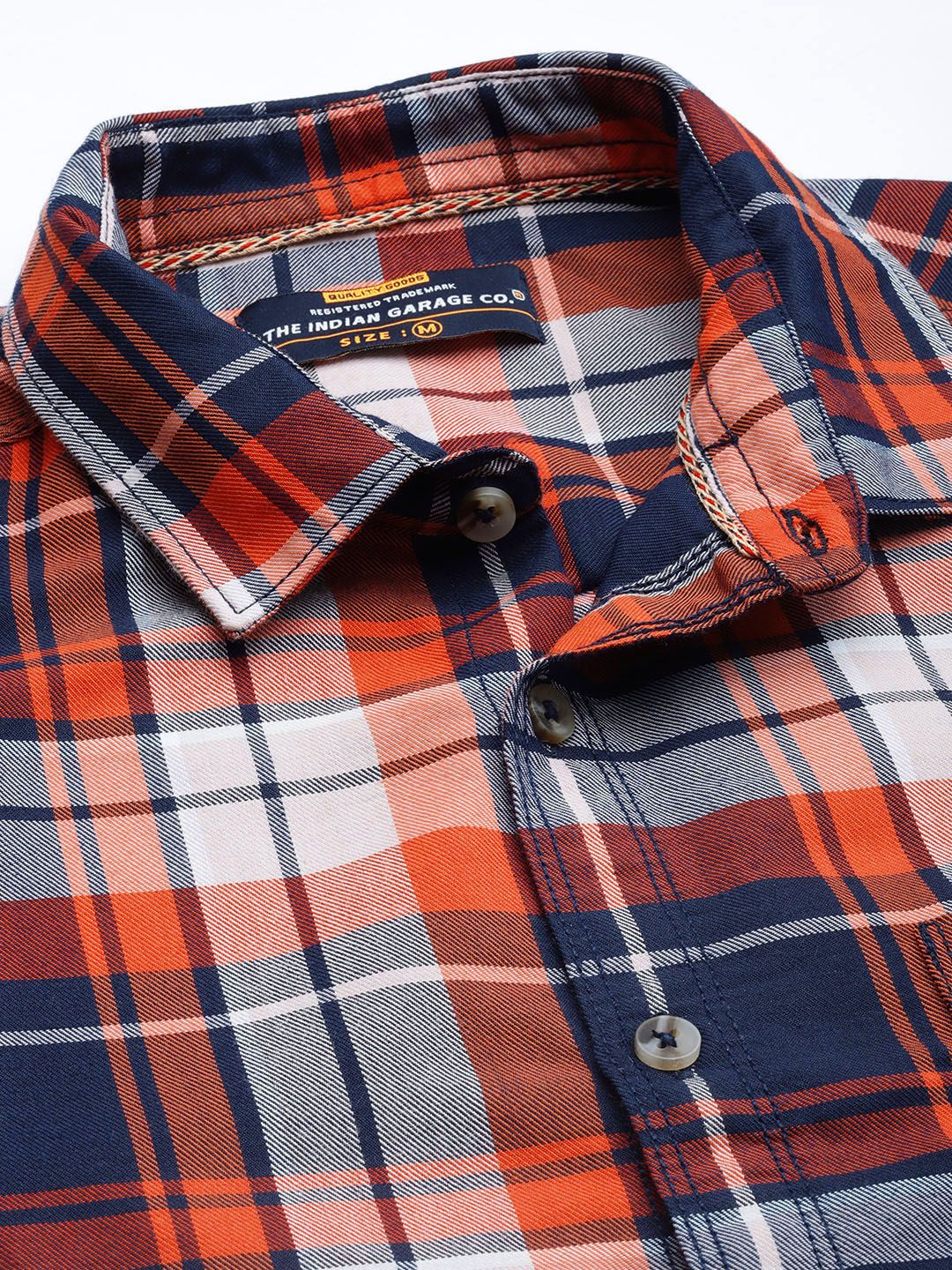 The Indian Garage Co Men Navy Blue Classic Checked Casual Shirt