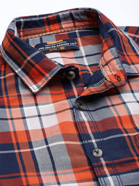 The Indian Garage Co Men Navy Blue Classic Checked Casual Shirt