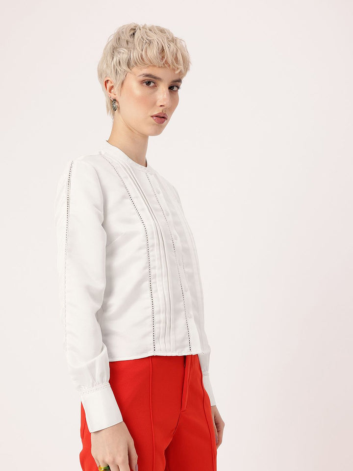 DressBerry Cute Femi Satin Sensuality Lace Detailed Pleated Shirt