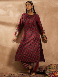 Indo Era Women Ethnic Motifs Printed Regular Pure Cotton Kurta with Palazzos
