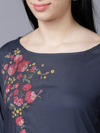 Vishudh Women Blue Floral Printed Regular Kurta with Palazzos