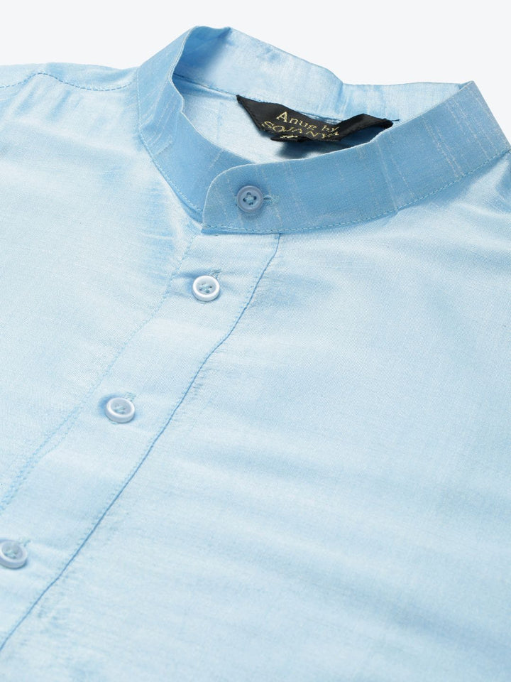 Anug by SOJANYA Men Blue Band Collar Kurta