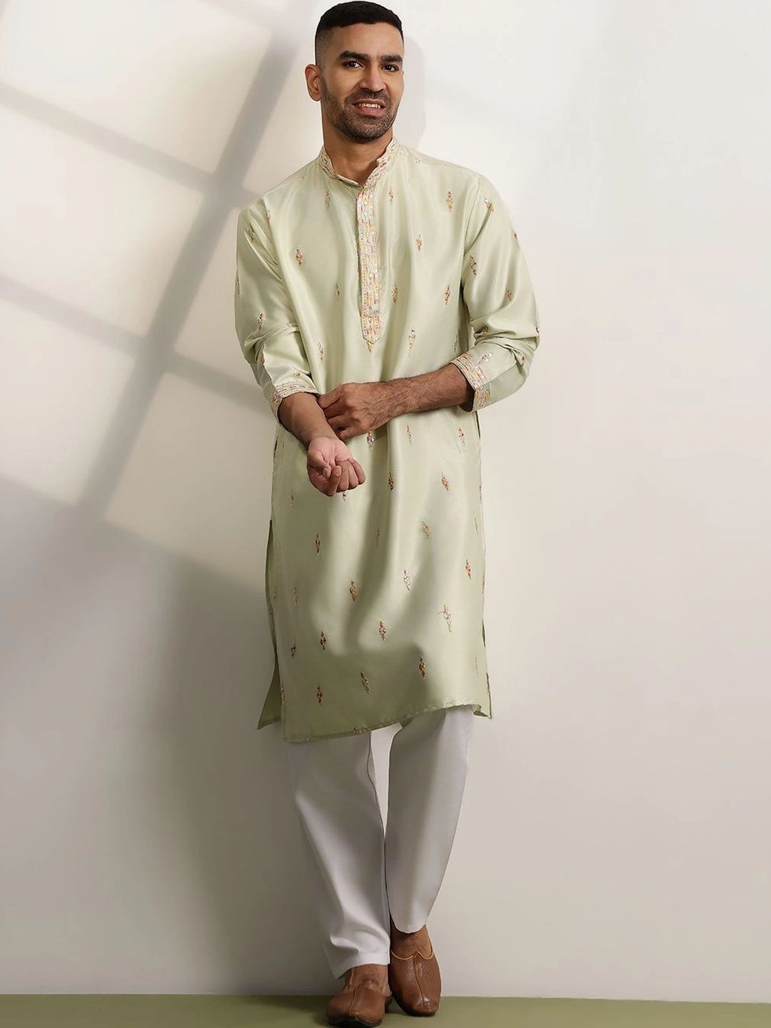 SOJANYA Lelaki Sulam Benang Kerja Kurta