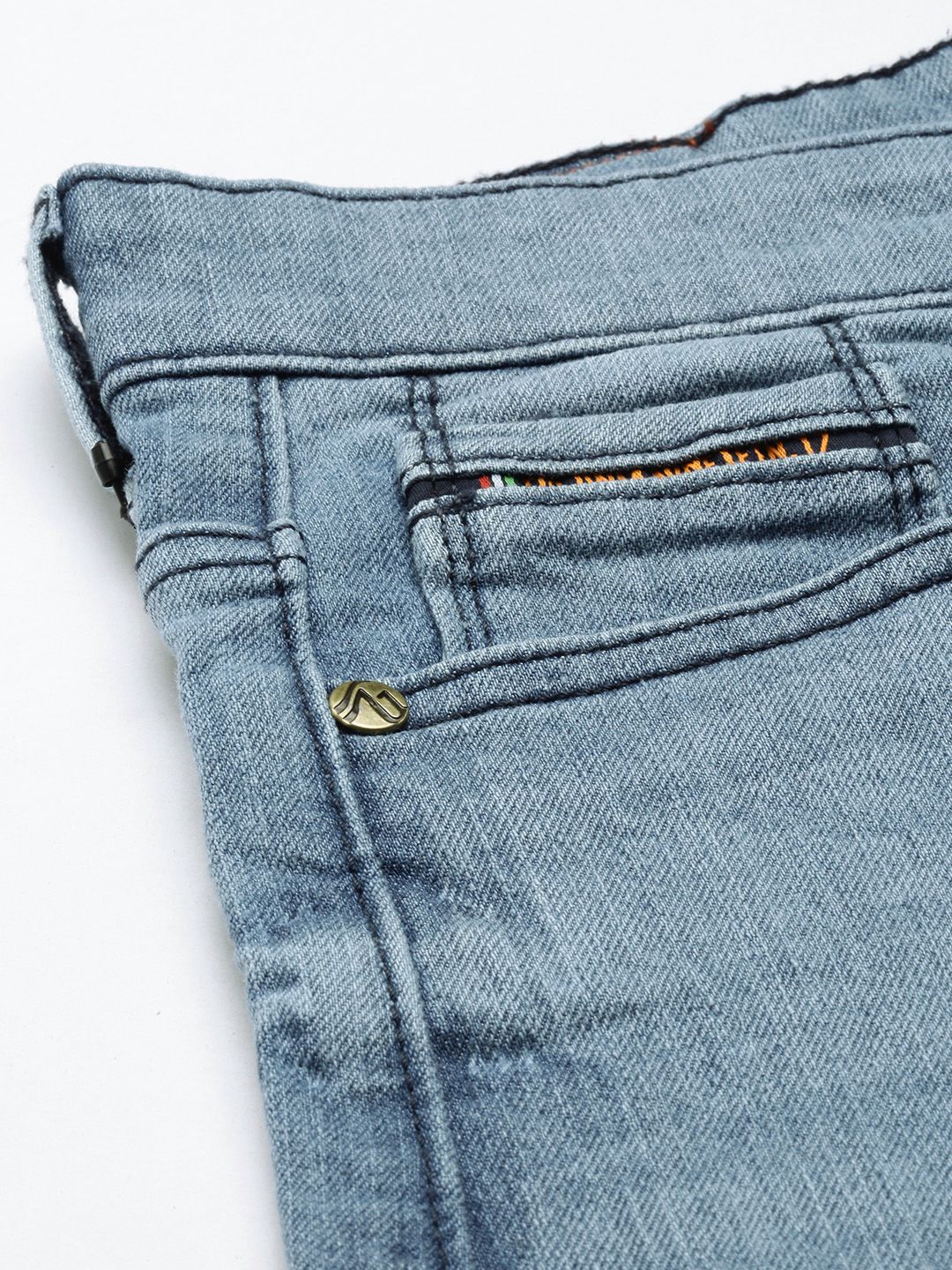 The Indian Garage Co Men Blue Washed Slim Fit Denim Shorts