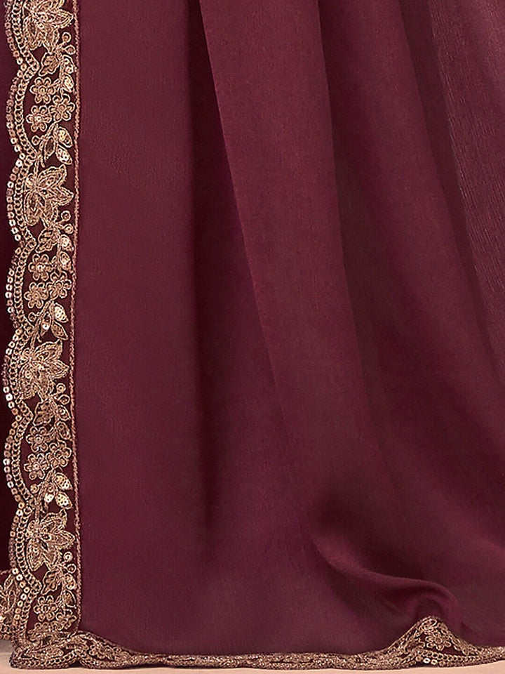 Saree mall Ombre Embroidered Poly Georgette Saree