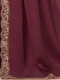 Saree mall Ombre Embroidered Poly Georgette Saree