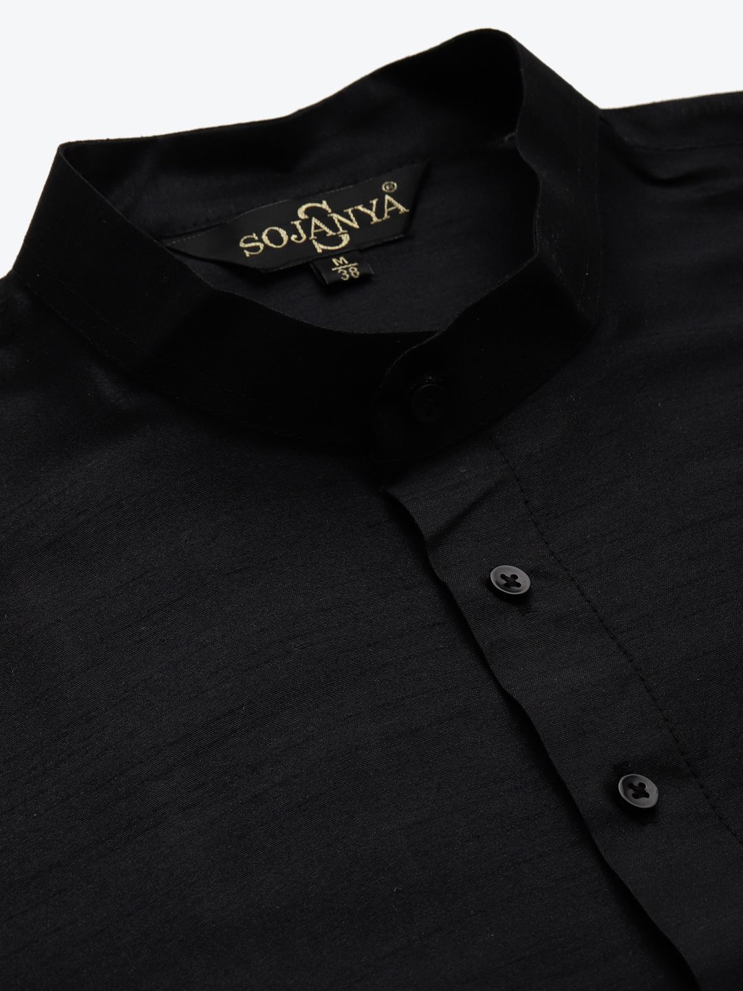 SOJANYA Men Black & Grey Jacquard Woven Design Kurta with Churidar & Nehru Jacket
