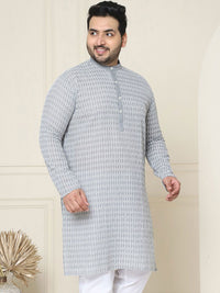 SOJANYA PLUS Plus Size Floral Embroidered Pure Cotton Straight Kurta
