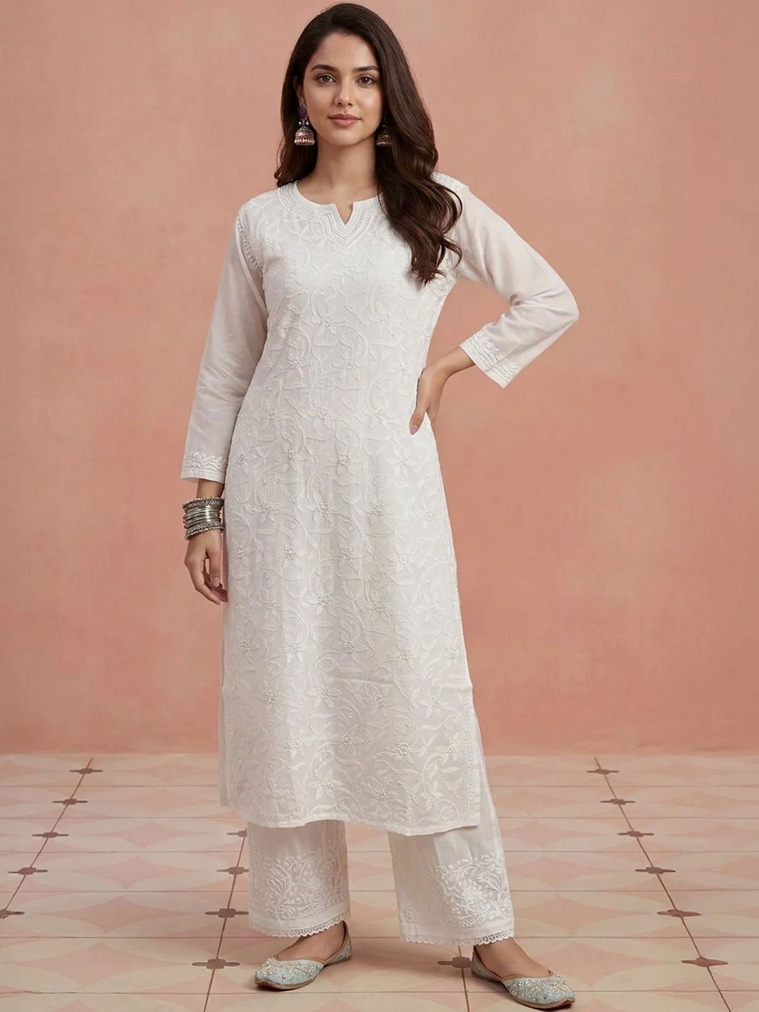 House of Chikankari Women Embroidered Chikankari Kurta