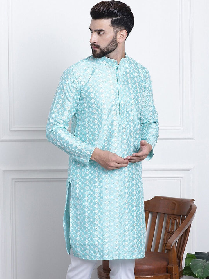 SOJANYA Kurta Lurus Kolar Band Sulam Bunga