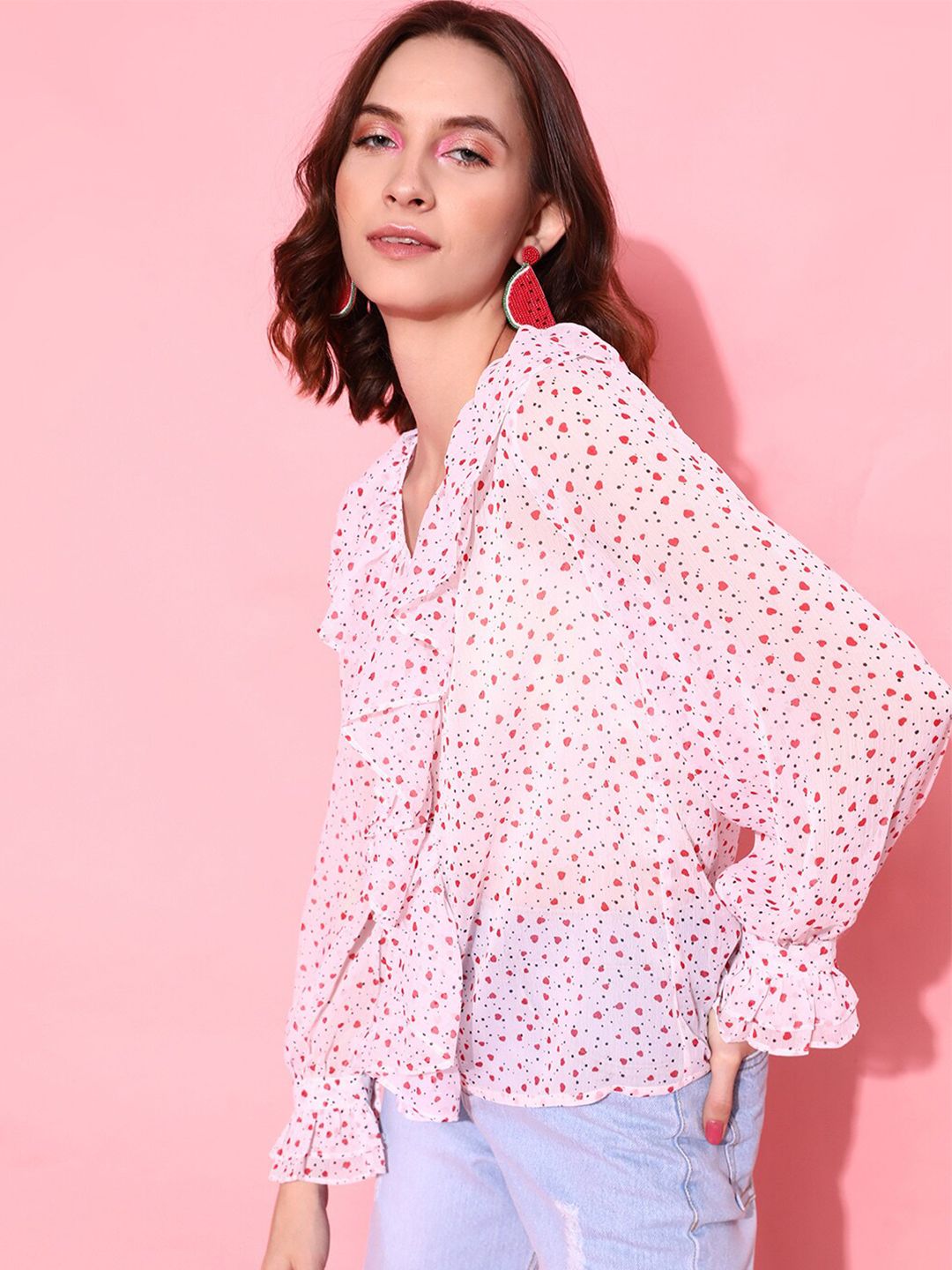 STREET 9 Alluring White Abstract Top