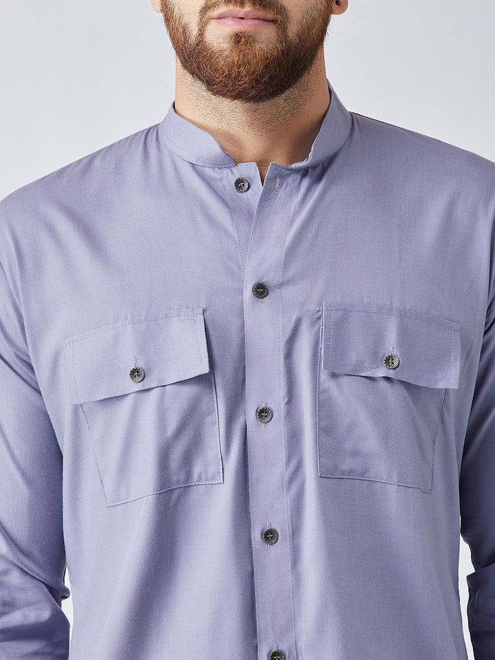 SOJANYA Men Lavender Solid Straight Kurta