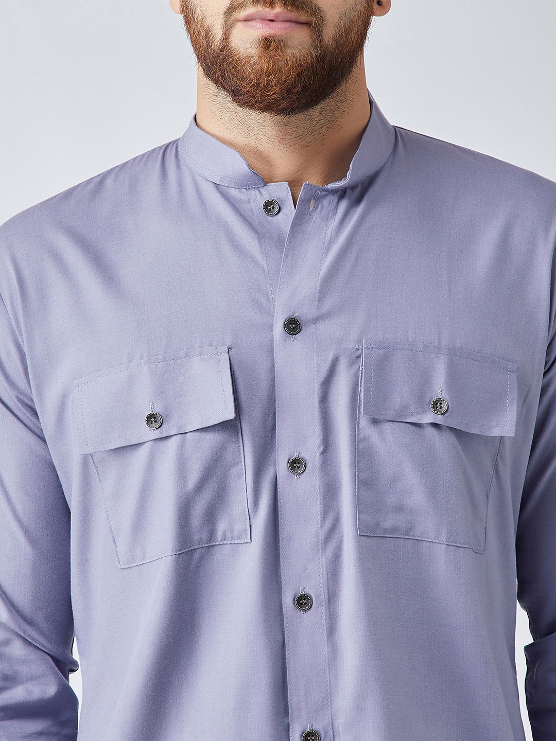 SOJANYA Men Lavender Solid Straight Kurta
