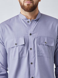 SOJANYA Men Lavender Solid Straight Kurta