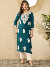 KALINI Floral Embroidered Straight Kurta