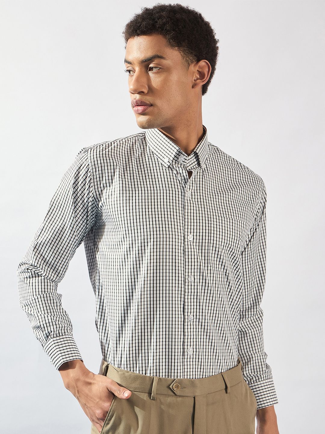 DENNISON Men Smart Micro Checks Formal Shirt