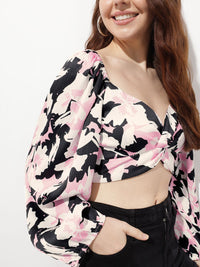 DressBerry Floral Bae Smocked with a Twist Crop Top