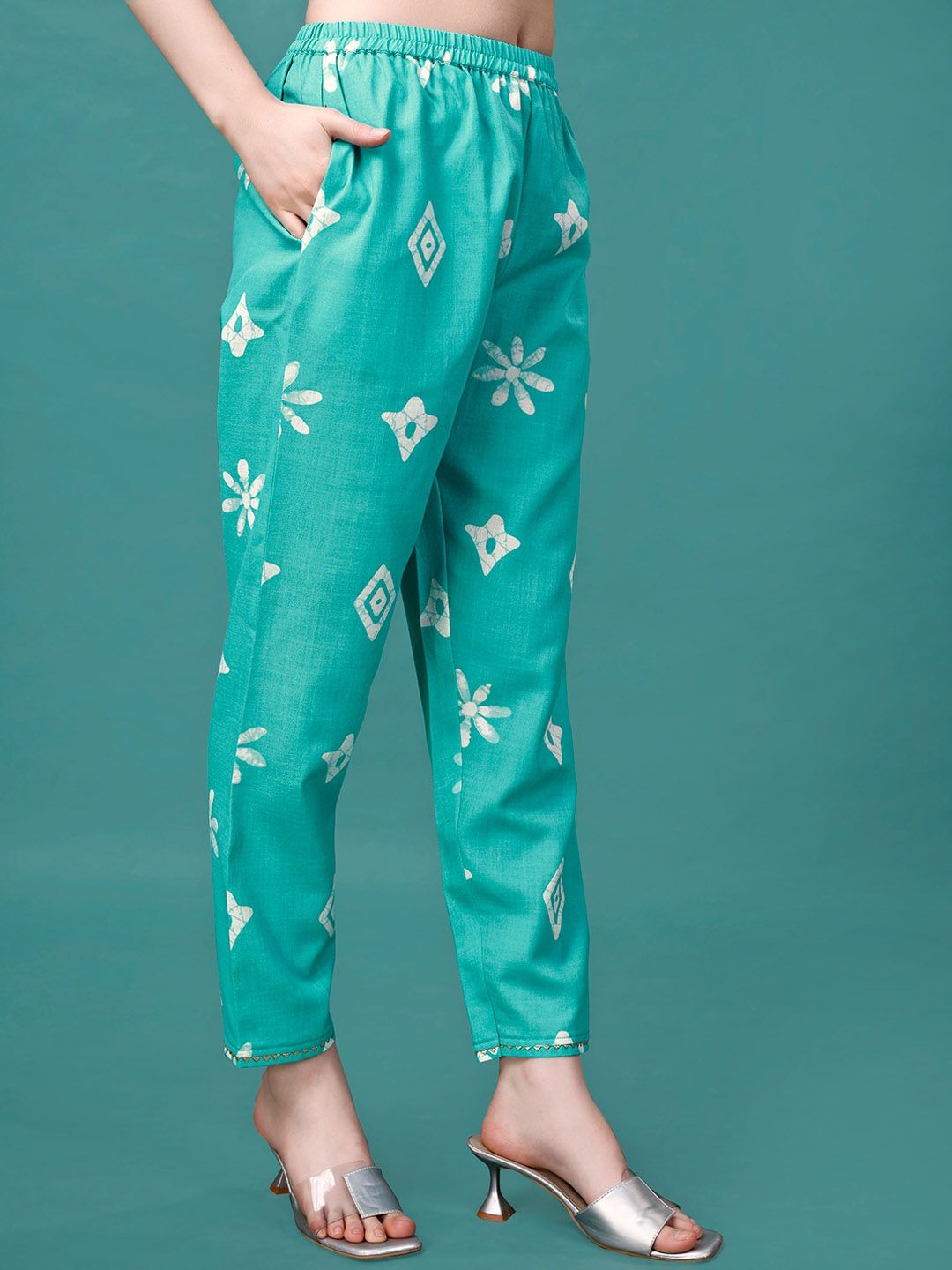 KALINI Bandhani Printed Gotta PattiKurta With Trousers & Dupatta