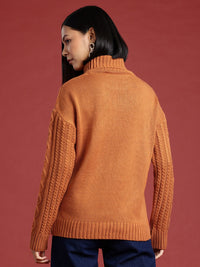 all about you Cable Knit Self-Design Turtle-Neck Pullover