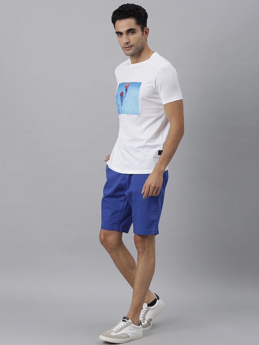 RARE RABBIT Men Brad Graphic Printed Pure Cotton Slim Fit T-Shirt