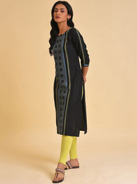 W Black Woven Design Regular Kurta with Leggings