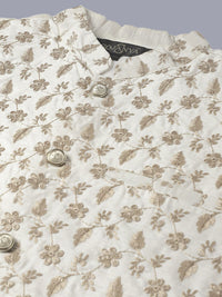 SOJANYA Floral Embroidered Thread Work Kurta With Churidar With Nehru Jacket