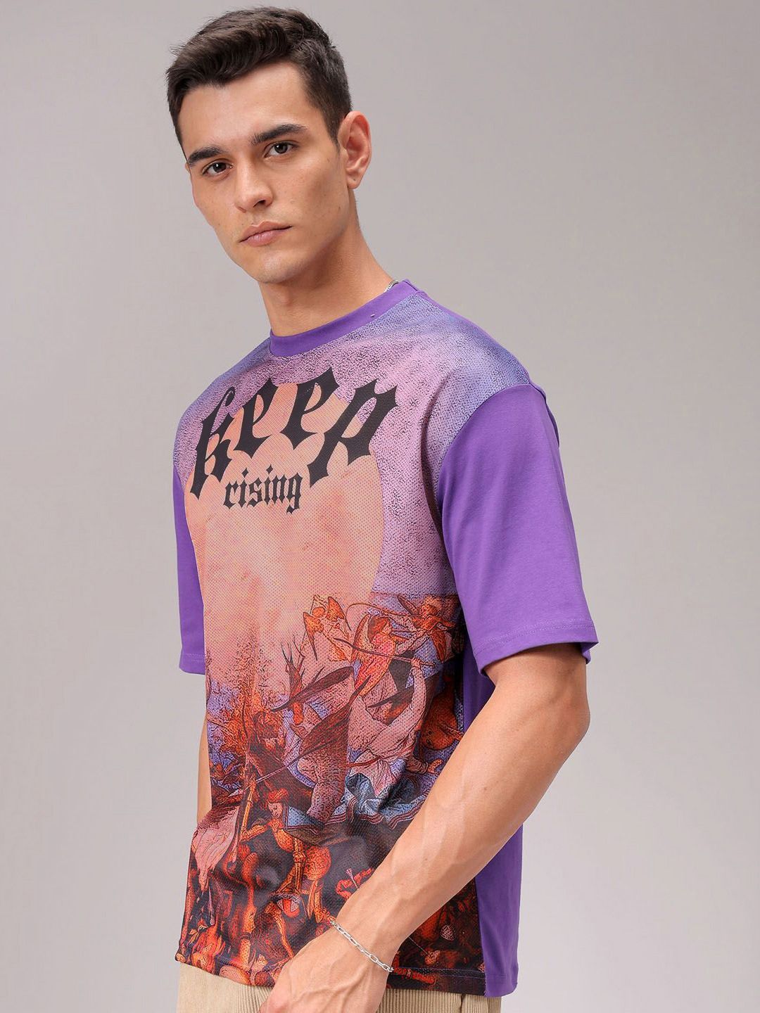 The Indian Garage Co Men Graphic Printed Round Neck Boxy T-shirt