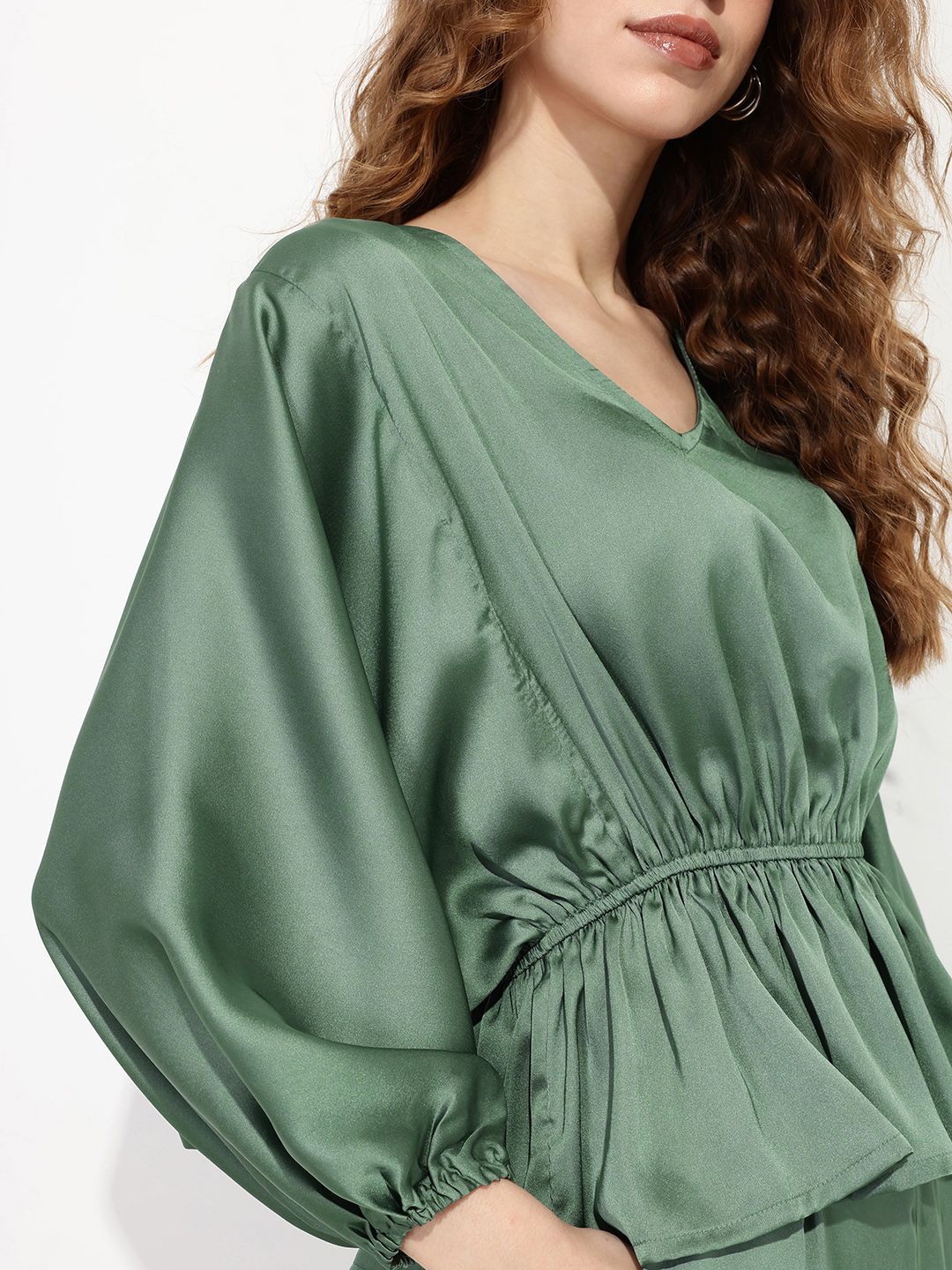 DressBerry Snatched Waist Satin Top