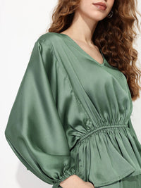 DressBerry Snatched Waist Satin Top