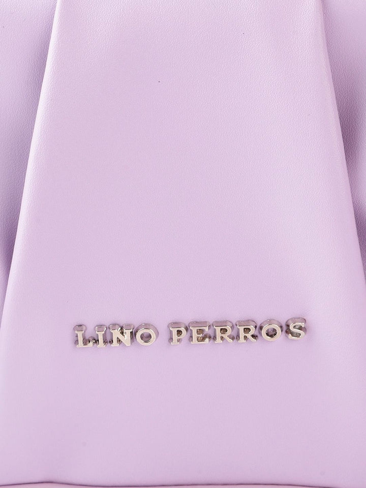 Lino Perros Lavender Structured Shoulder Bag with Pleated Detail