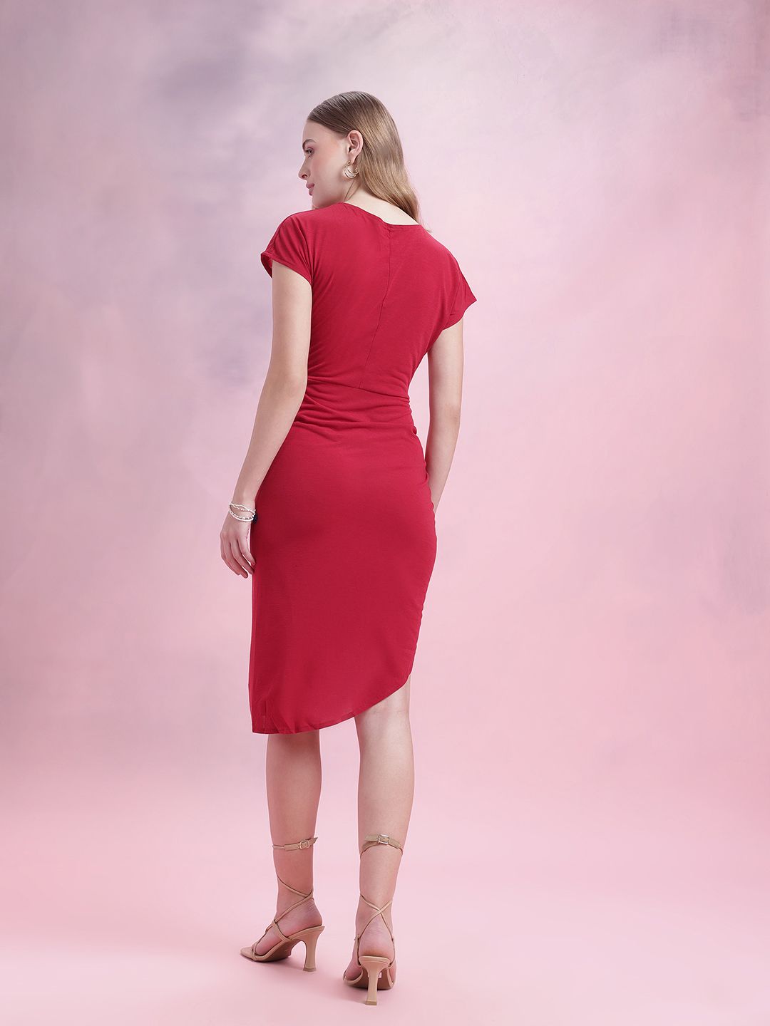 DressBerry Ruched Effect Asymmetric Sheath Dress