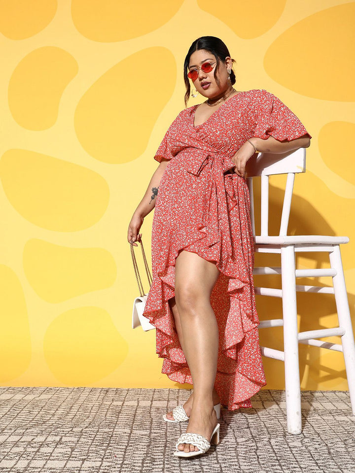 Berrylush Curve Floral Crepe Maxi Dress