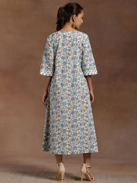 Libas Floral Print Flared Sleeve A-Line Midi Dress