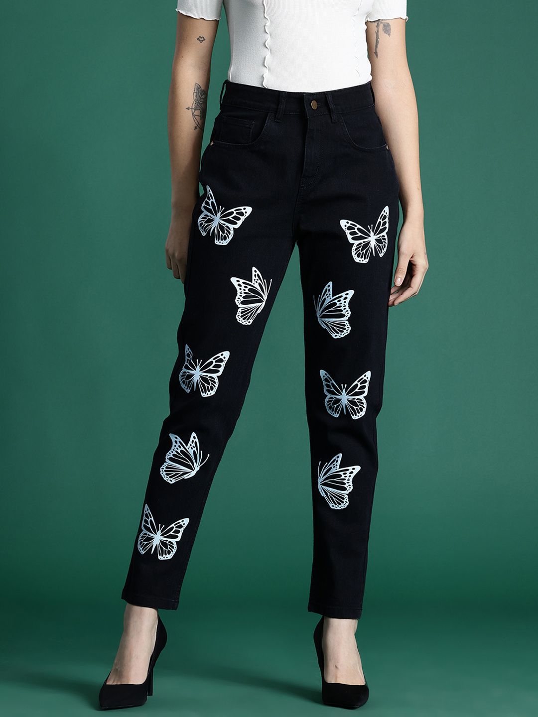 DressBerry Women Boyfriend Fit Printed Stretchable Jeans