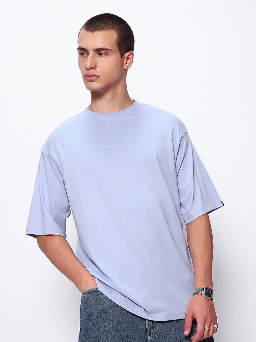 Bewakoof Drop-Shoulder Sleeves Oversized Cotton T-shirt