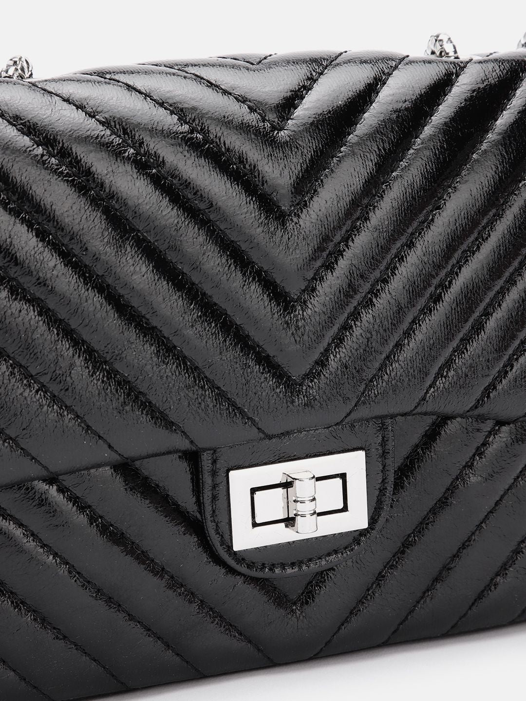 Lino Perros Structured Shoulder Bag with Quilted Detail