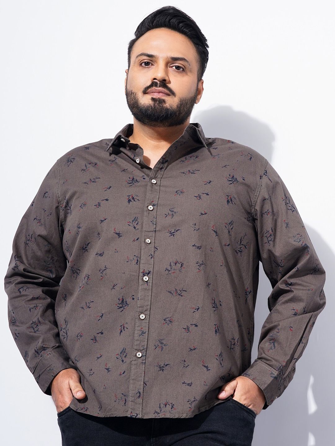 The Indian Garage Co Plus Size Floral Printed Cotton Casual Shirt