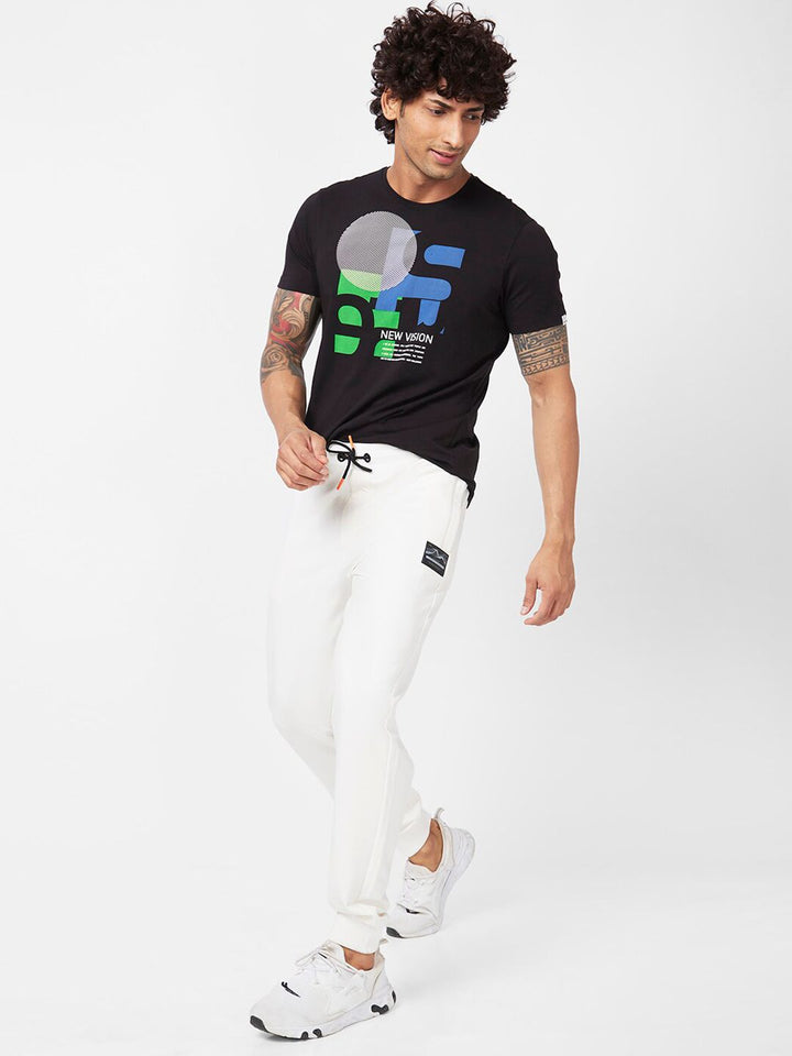 SPYKAR Men Printed Detail Mid Rise Cotton Joggers