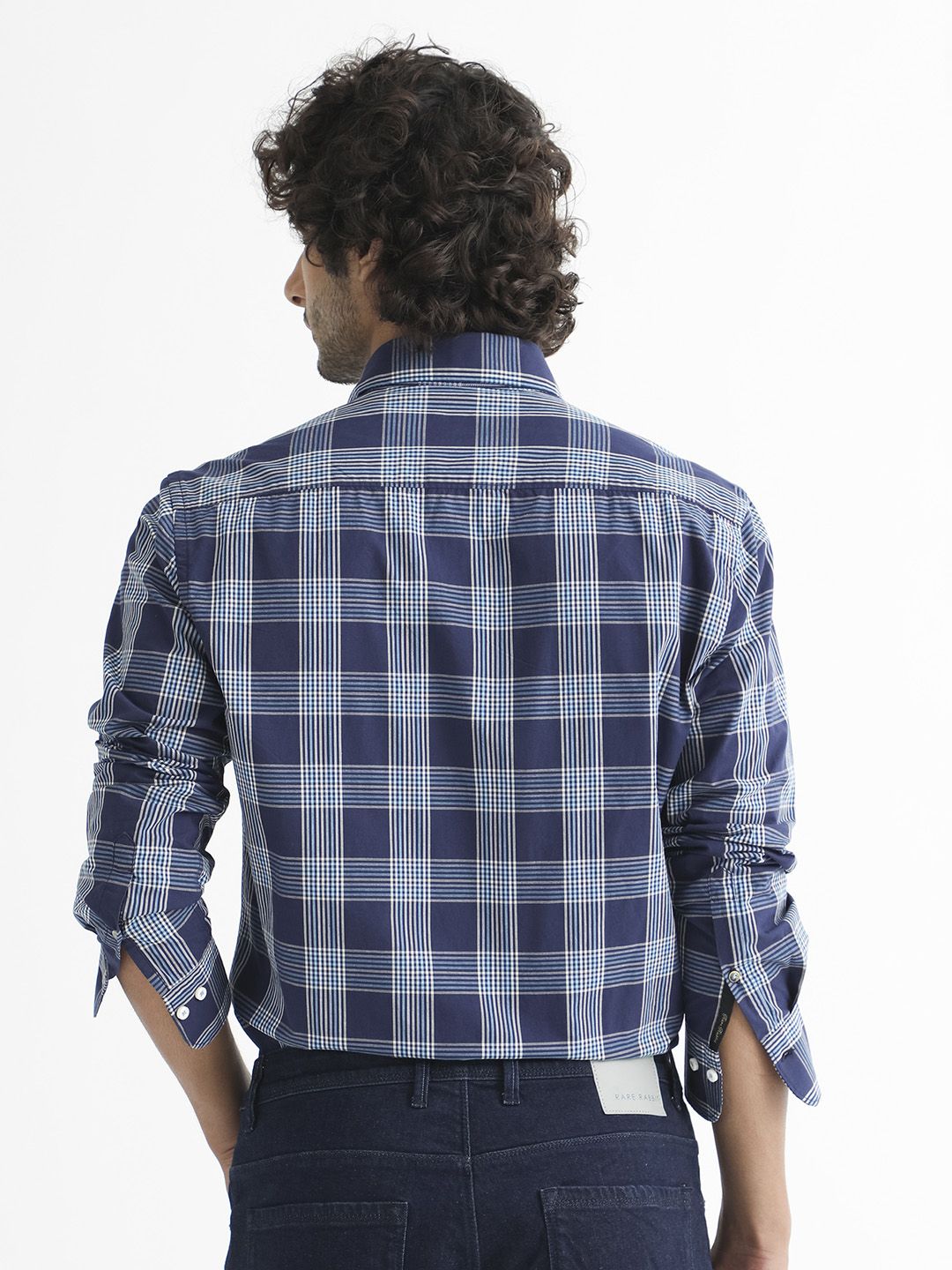 RARE RABBIT Men Turvo Slim Fit Tartan Checked Cotton Shirt