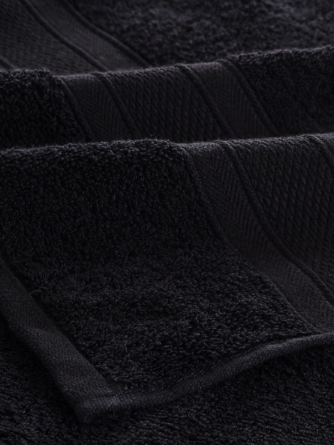 MYTRIDENT Set Of 6 Black Solid 100% Cotton 500 GSM Towels Set
