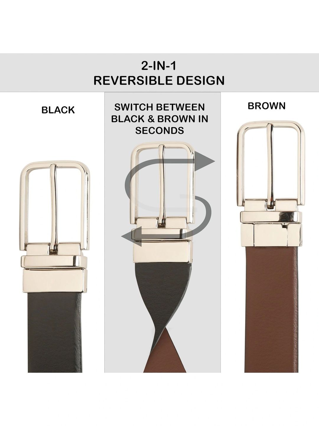 Teakwood Leathers Men Leather Reversible Formal Belt
