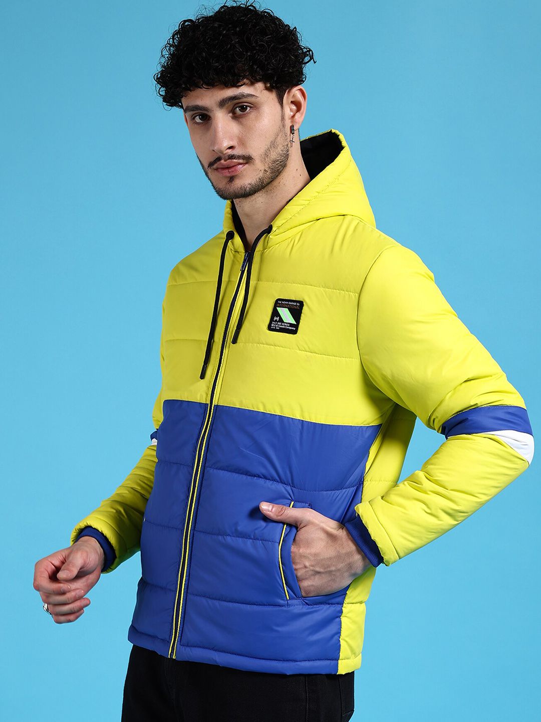 The Indian Garage Co Men Colourblock Regular Fit Puffer Jacket