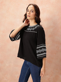 all about you Embroidered Flared Sleeve Top