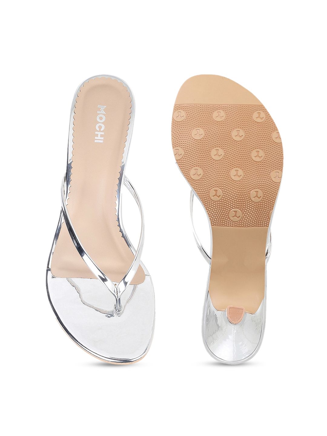 Mochi Silver-Toned Kitten Heels