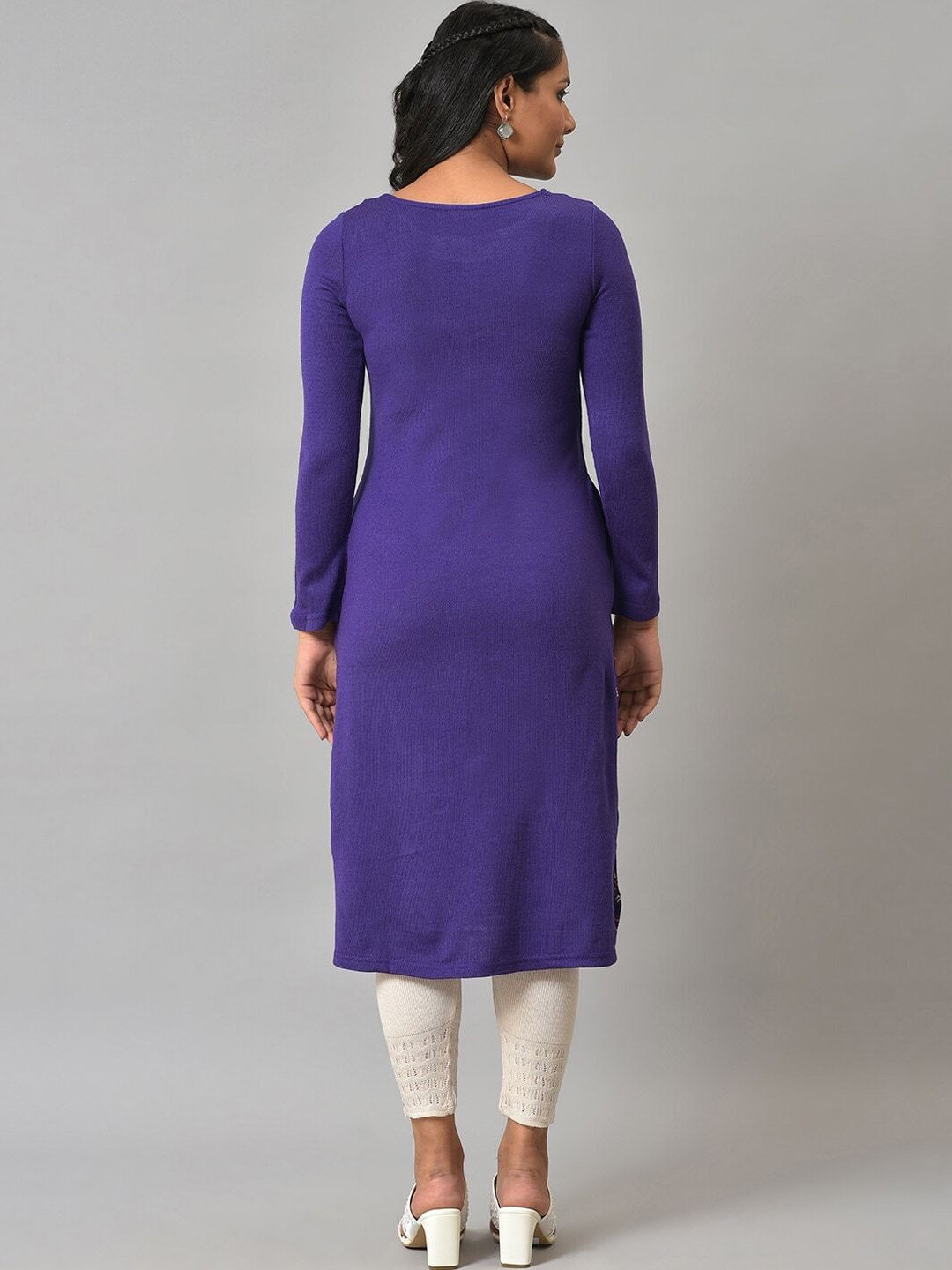 W Women Purple Ethnic Motifs Printed Kurta